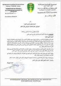 Correspondance FFRIM - Federation de Football du Soudan 